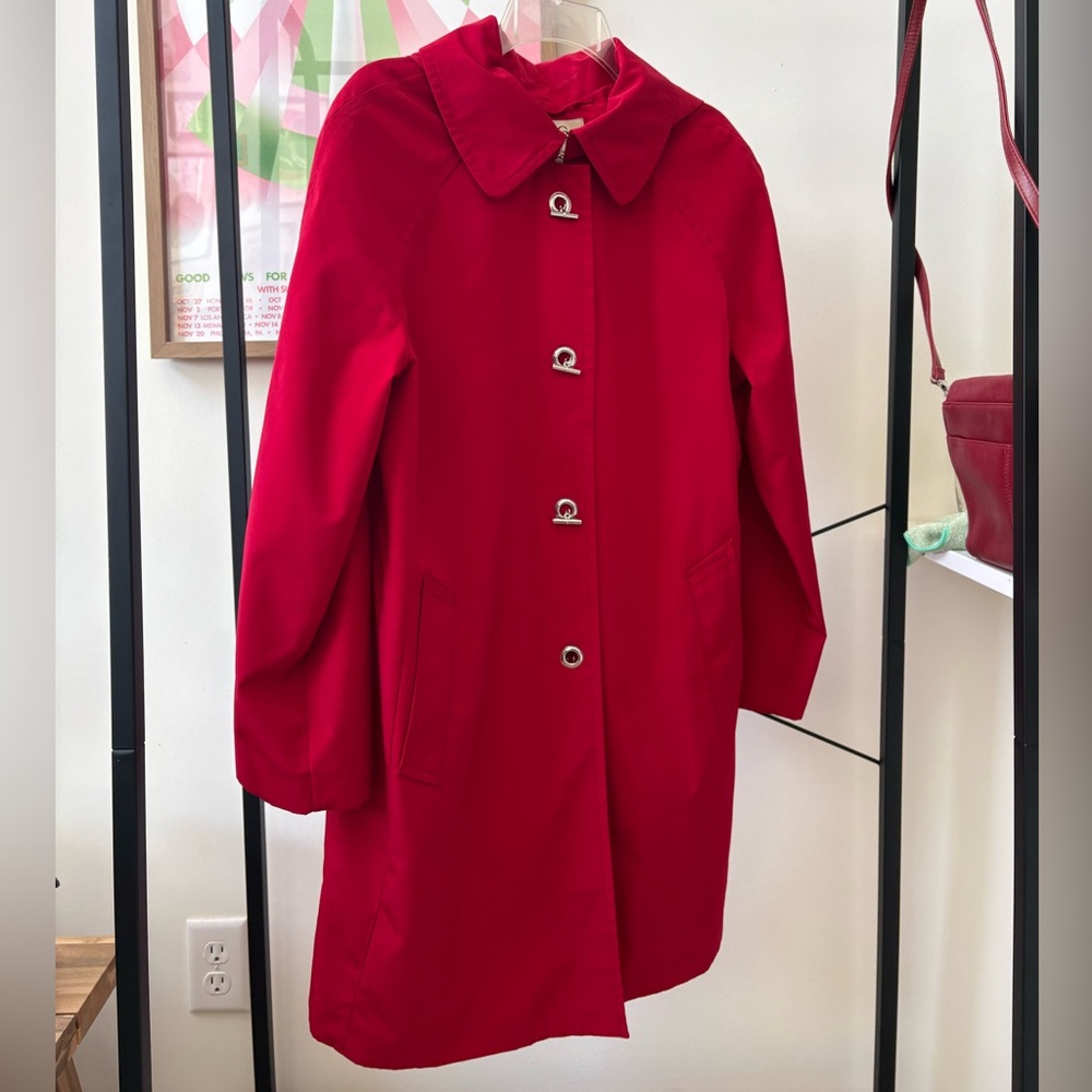 VINTAGE London Fog Red Toggle Clasp Trench Coat